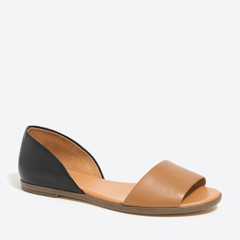 NWOT J. Crew Factory Morgan Leather Peep-Toe Flats